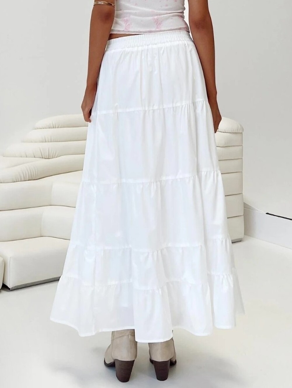Princess Polly White Tiered Maxi Cotton Skirt - Picture 2 of 8